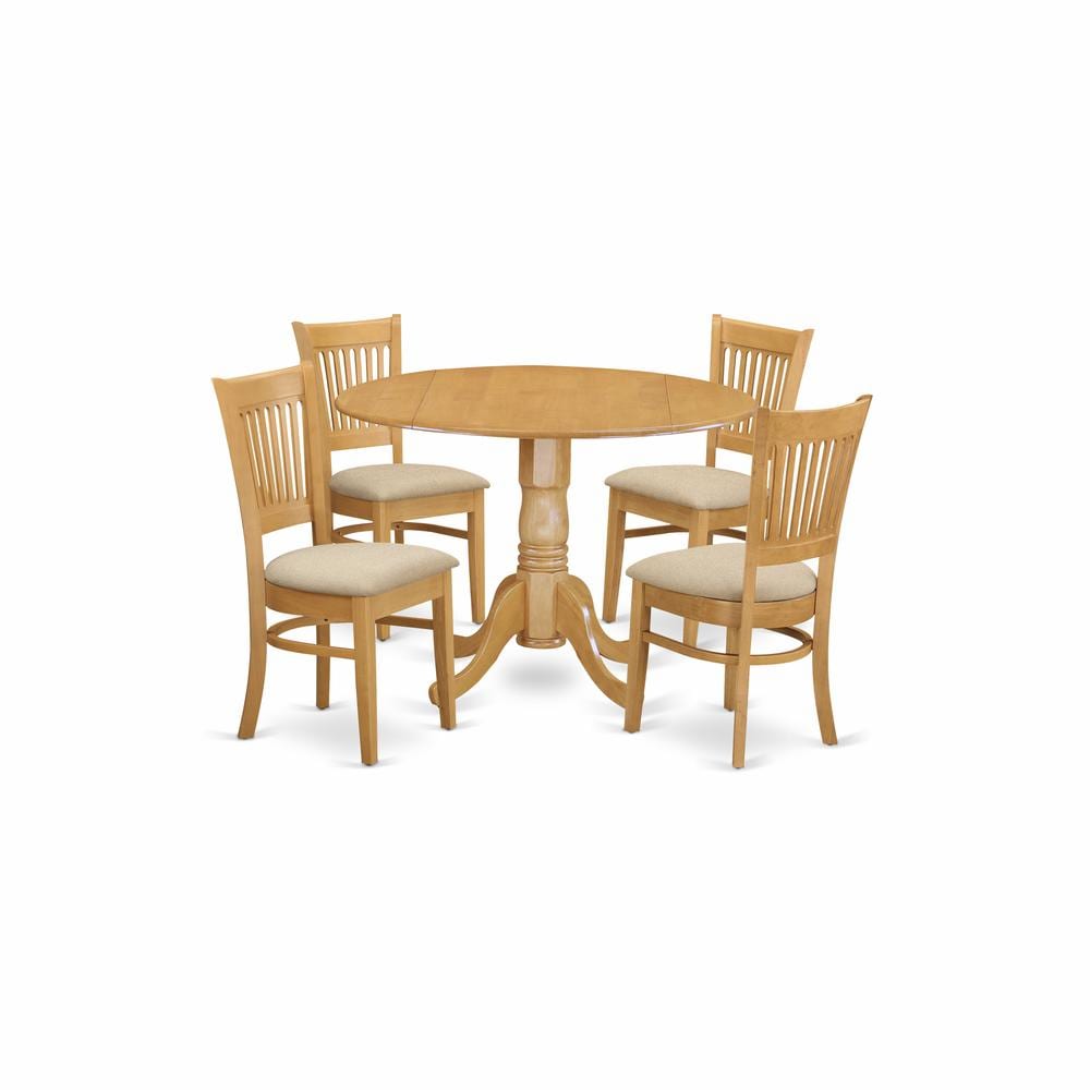 East West Furniture 5 Pc small Kitchen Table set drop leaf Table and 4 dinette Chairs