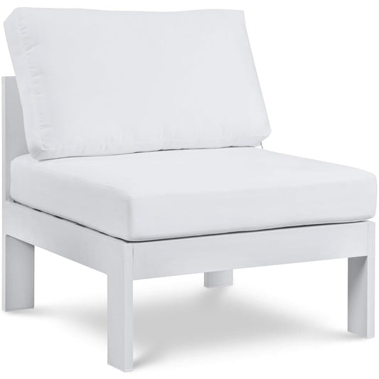 Meridian Nizuc White Water Resistant Fabric Outdoor Patio Aluminum Armless Chair