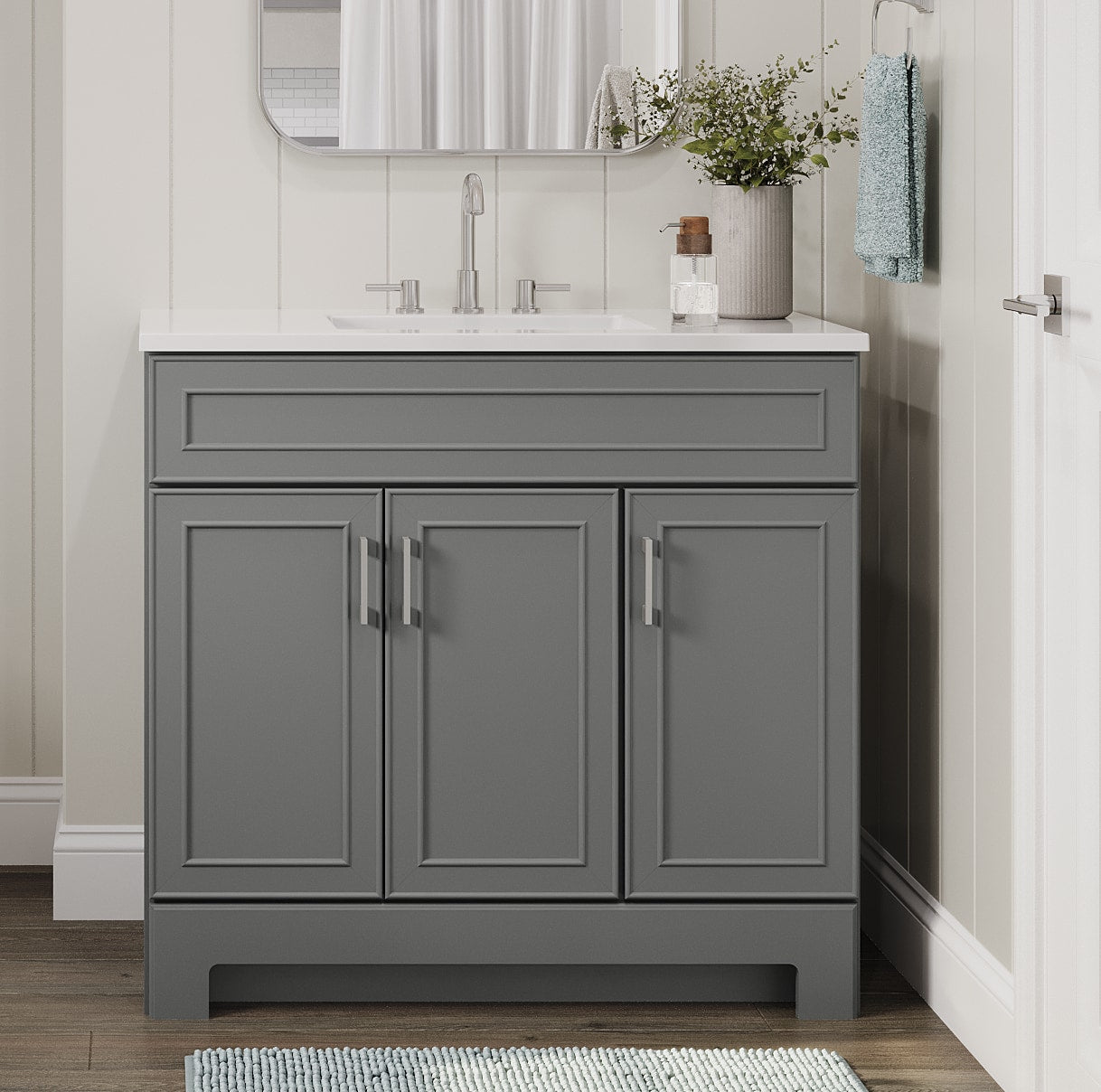 Style Selections Esterbrook 36-in Dark Gray Single Sink Bathroom Vanity with White Cultured Marble Top
