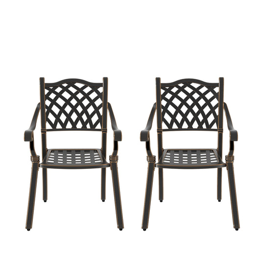 Boyel Living Patio Dining Chairs 2PCS Cast Aluminum Patio Furniture Outdoor Patio Chairs Metal Patio Chairs Garden Chair for Indoor Outdoor Bistro Chairs for Balcony Porch Backyard Garden