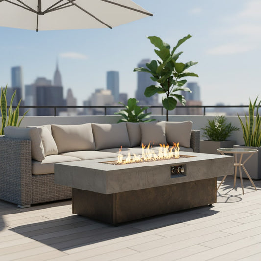 LOVMOR Tabletop Propane Fire Pits 55 x 23 in 50 000 BTU outdoor firepit table Suitable for Outdoor Patio Balcony three height options