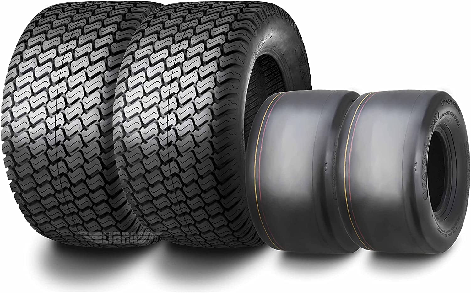 Set 4 WANDA Zero-Turn Lawn Mower Turf Tires 11x4-5 Front & 18x9.5-8 Rear /4PR -13207/13032