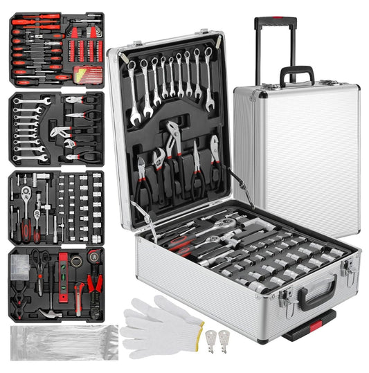 799pcs Mechanic Tool Set with Aluminum Trolley Case,Home Repair Tool kit,Complete Tool Box Set for Home,Automotive,Dorm,Garage