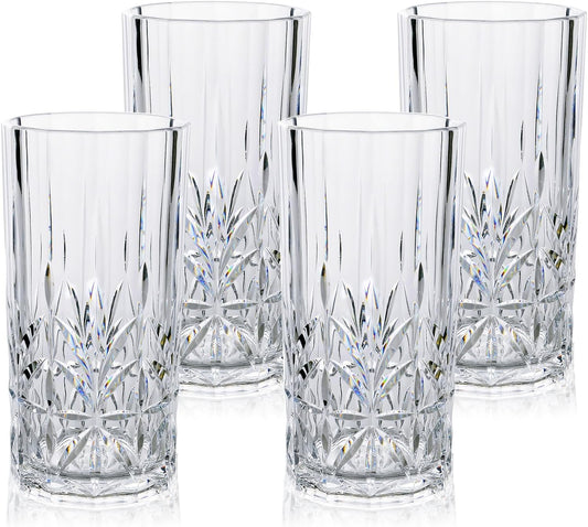 BELLAFORTE Shatterproof Tritan Plastic Tall Tumbler, Set of 4, 18oz - Myrtle Beach Drinking Glasses - Unbreakable Drinking Glasses for Parties - BPA Free - Clear