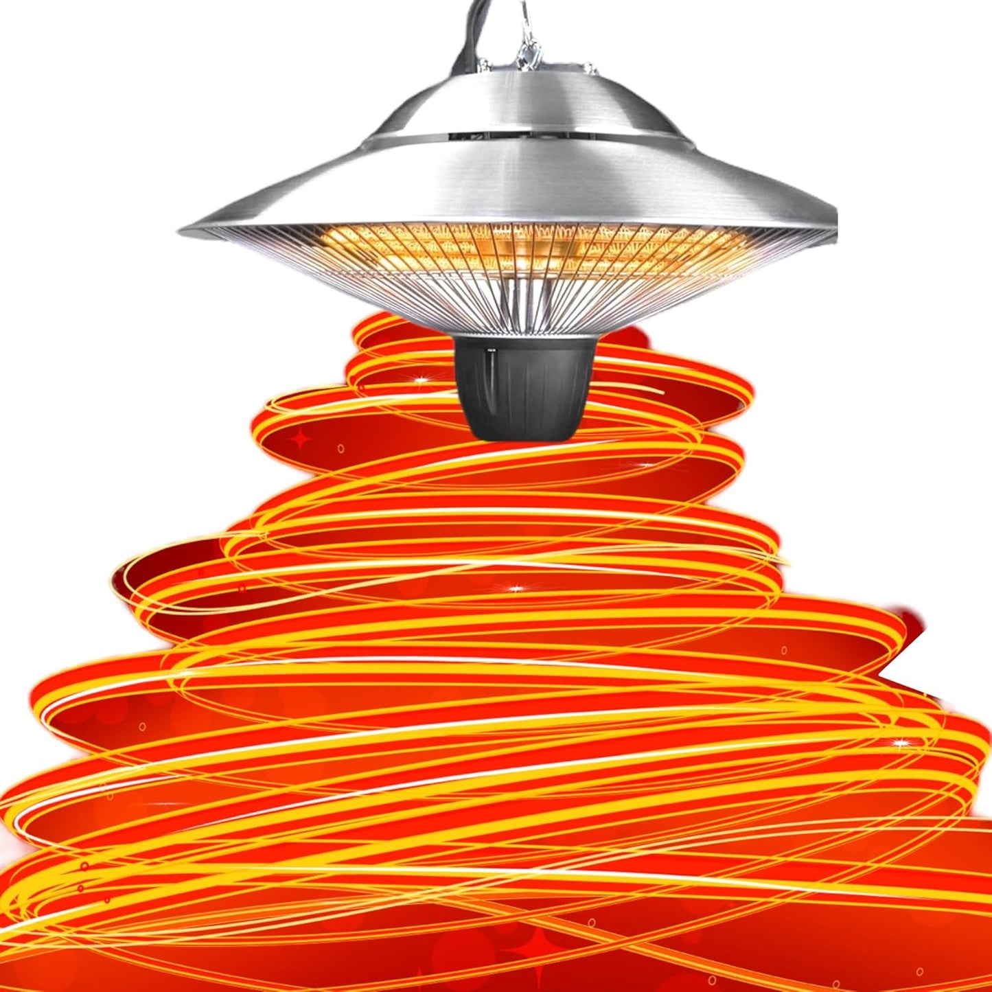 Silver UFO Dual Temp Outdoor Indoor Patio Restaurant Halogen Ceiling Heater Water Proof