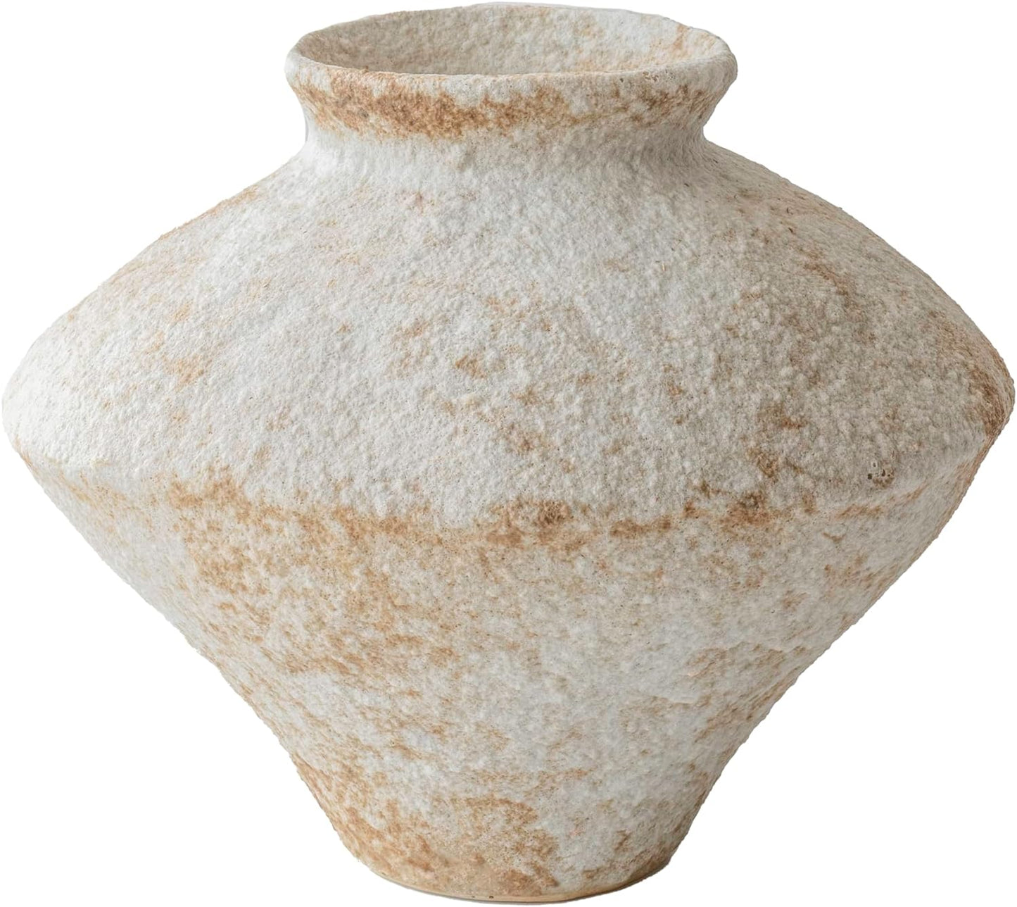 Handmade Rustic White Ceramic Vase Decorative Flower Vase, Textured Pottery Vase for Centerpieces, Kitchen, Living Room, Bedroom Decor Gifts