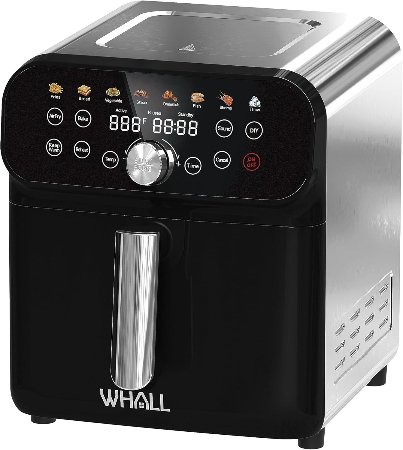 WHALL Air Fryer, 5.5QT Air Fryer Oven with LED Digital Touchscreen, 12-in-1 Cooking Functions Air fryers, Dishwasher-Safe Basket, Stainless Steel/BS