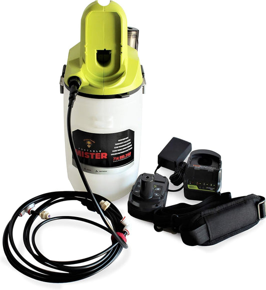 18 Volt 2 Gallon Outdoor Mister, Portable Mister, Cordless Mister, Battery Powered Rechargeable Mister, Water Mister, Outdoor Misting System, Cooling Outdoor (Battery & Charger Included)