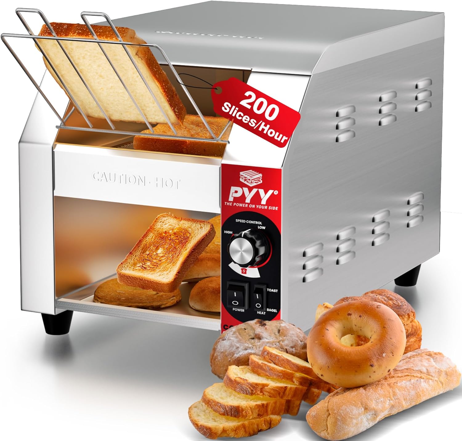 PYY Conveyor Toaster Commercial - Electric Industrial Belt Toasters Heavy Duty Stainless Steel Tostadora Transportadora for Bun Bagel Bread Waffle Restaurant Buffet Catering 200 Slices\/Hour