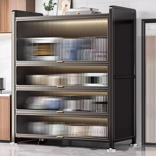 JCSRYD Kitchen Appliance Storage Freestanding Kitchen Storage Cabinet with Transparent Doors, Multifunctional Storage for Microwave Oven Spices, Pots, and Pans (Color : 5 Layers, Size : 100cm\/39.4in)