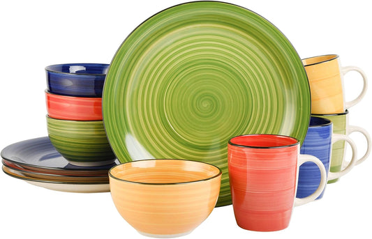 Gibson Home Vibes Dinnerware Set, Service for 4 (12pcs), Assorted Colors