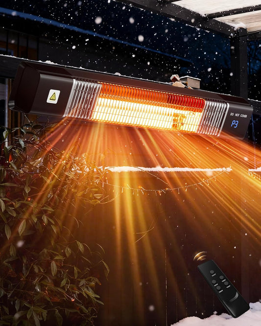 MEPTY Patio Heater, Electric Outdoor Heaters for Patio, Infrared Wall Heater with Remote&Touch Control, 24H Timer,3 Heat Settings, Quiet,Overheat Protection for Porch,Deck,Backyard,Balcony