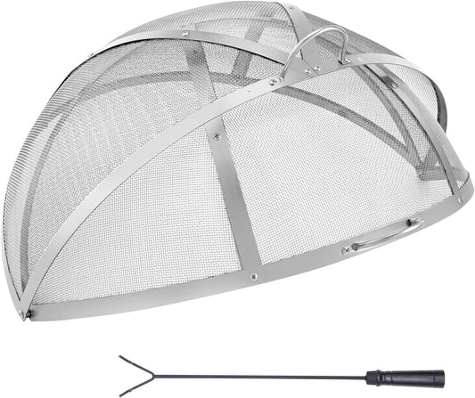 Firepit Spark Screen Lid, 36" Diameter, Outdoor Firepit Ring Cover Round Accessories, Fire Pit Metal Cover, Easy-Opening Stainless Steel Fire Ring Covers for Outdoor Patio Fire Pits Backyard