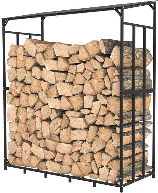 Fnacuody Firewood storage rack Large Tall Outdoor Firewood Rack with Cover Heavy Duty Square Strong Stand with Waterproof for Fireplace Garden