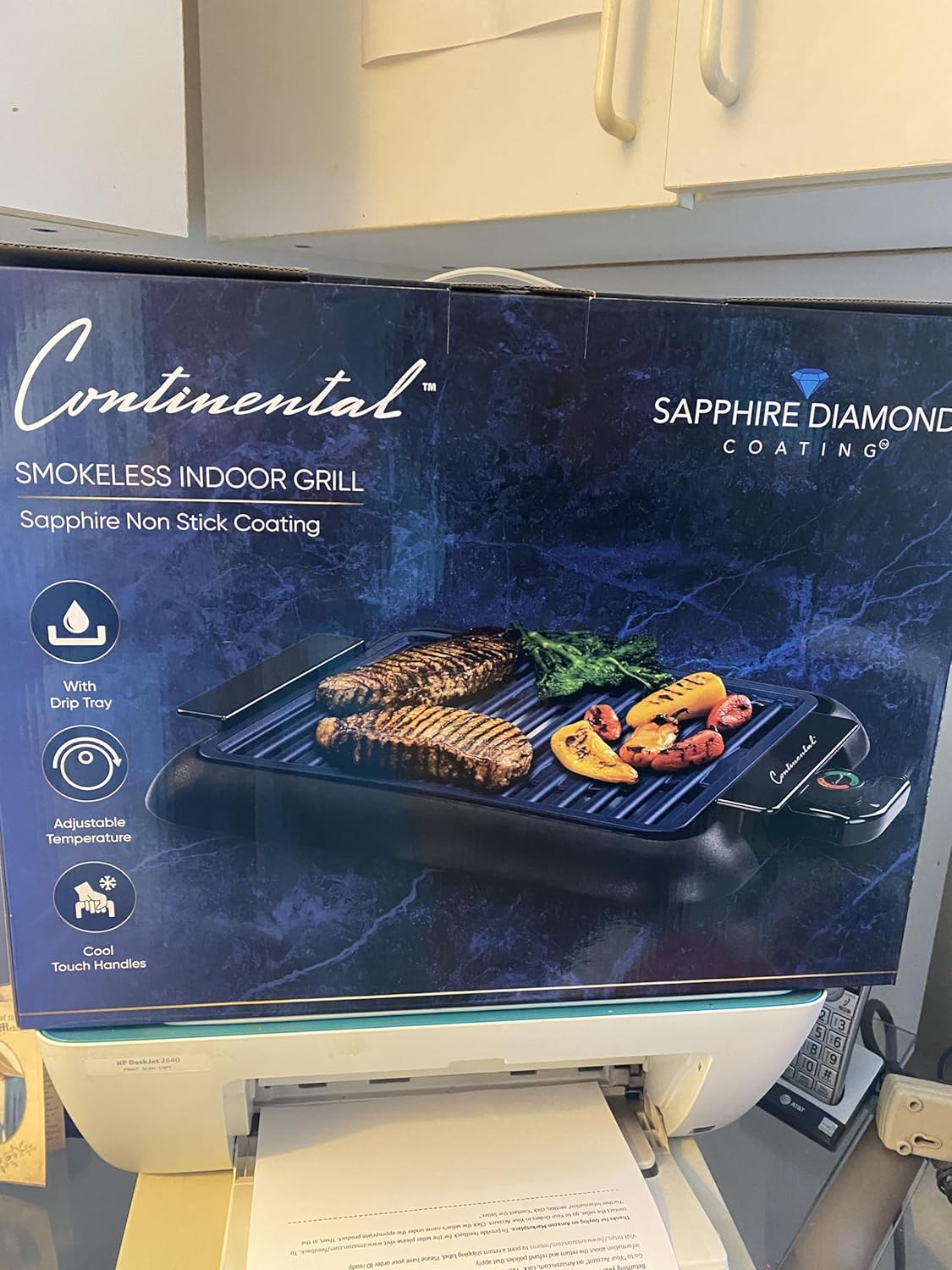 SMOKELESS INDOOR GRILL sapphire diamond COATING NON STICKING COATING WITH DRIP TRAY