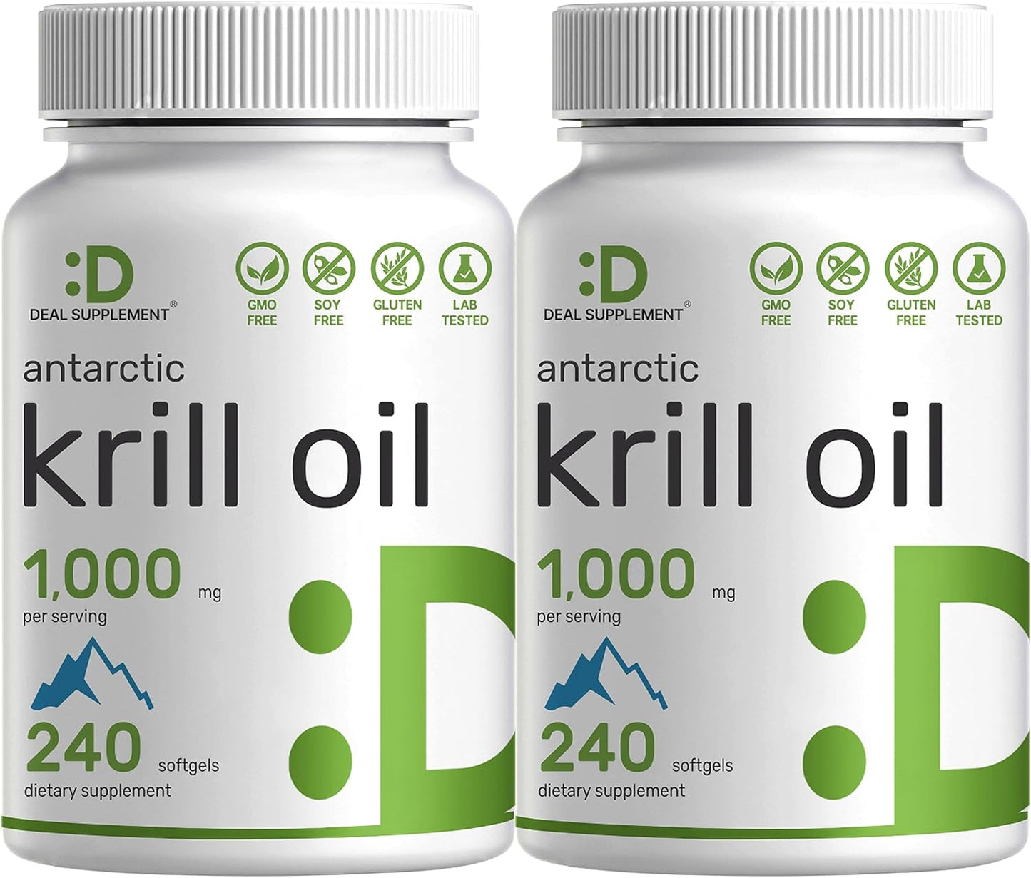 DEAL SUPPLEMENT 2 Pack Antarctic Krill Oil, 1,000mg Per Serving, 480 Softgels – Mercury Free, No Fishy Taste – Rich in Omega-3s, EPA, DHA, Astaxanthin, & Phospholipids – Non-GMO, No Gluten