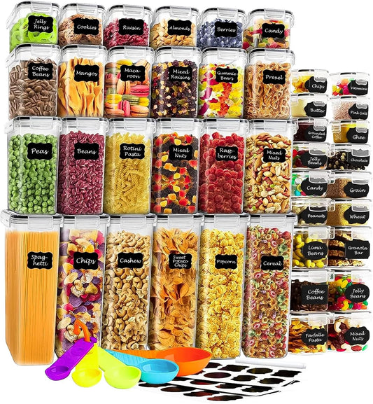 Lifetime Home 42 PACK Airtight Food Storage Containers Set with Lids for Kitchen & Pantry Organization - BPA-Free for Cereal, Pasta, Rice, Vegetables, Fruits & Flour - Markers & Labels Included