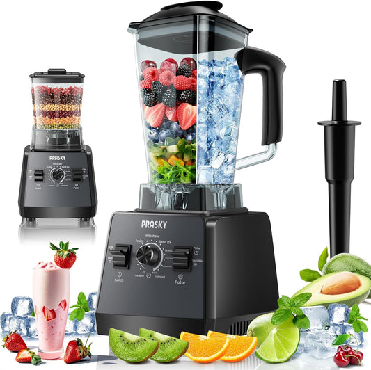 Professional Blender,Smoothies Blenders, PRASKY Max.2400Watts\/1000Watts Blender and Grinder Combo 25000RPM Powerful Kitchen 68oz BPA Free 2 Containers Countertop Blenders Ice Crushing, Juice