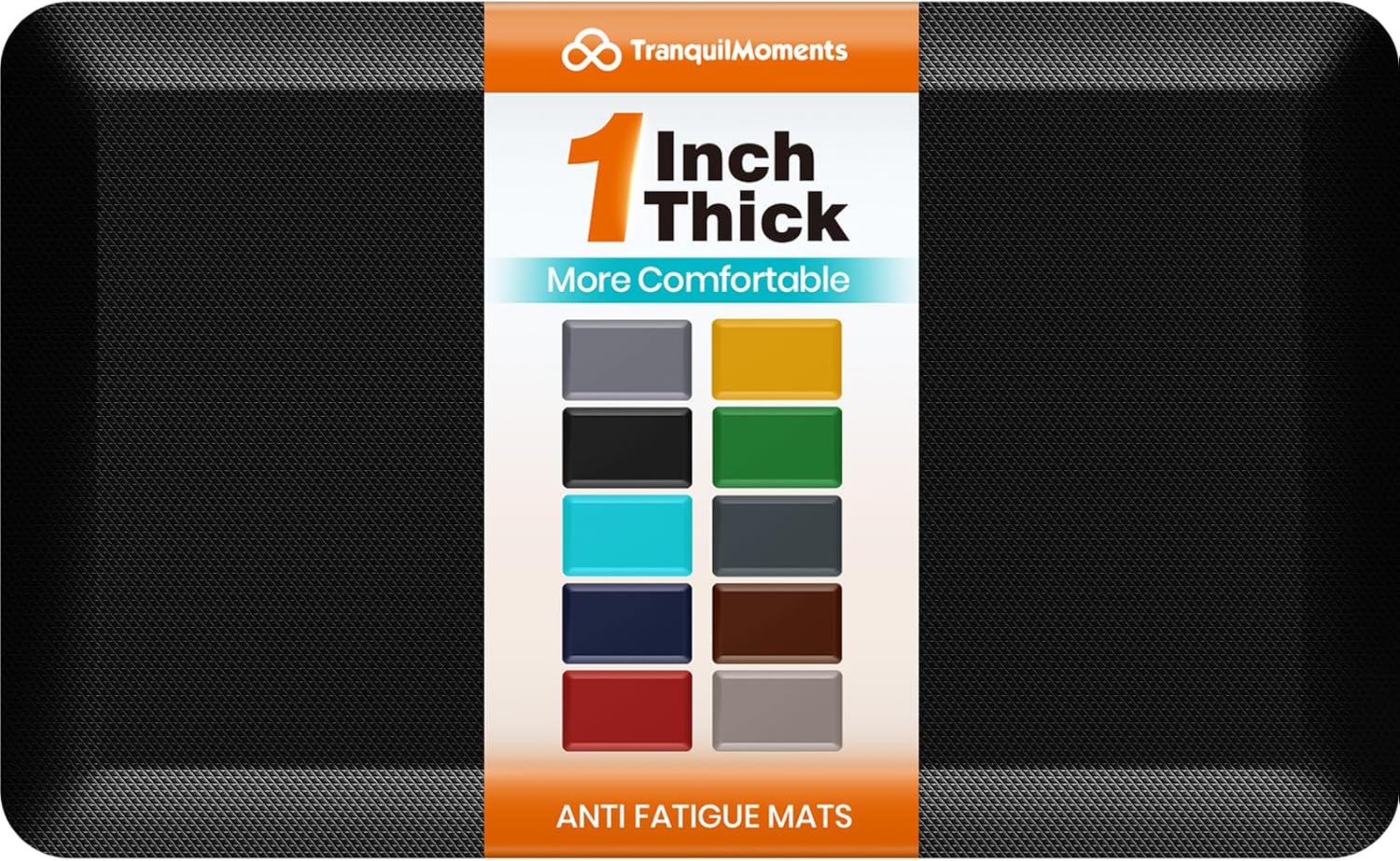 TranquilMoments Kitchen Mats for Floor, 1 Inch Extra-Thick Kitchen Rugs, Non-Slip & Waterproof Standing Desk Mat, Comfort Anti Fatigue Mats for Kitchen Floor, Home, Sink, Office (20" X 32", Black)