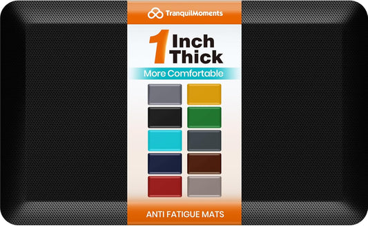 TranquilMoments Kitchen Mats for Floor, 1 Inch Extra-Thick Kitchen Rugs, Non-Slip & Waterproof Standing Desk Mat, Comfort Anti Fatigue Mats for Kitchen Floor, Home, Sink, Office (20" X 32", Black)