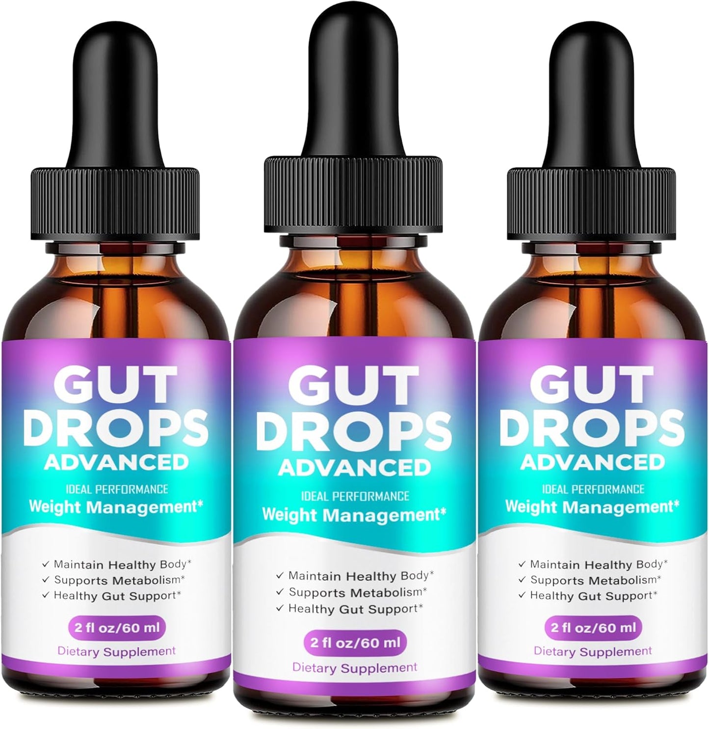 Gut Drops Advanced with Pumpkin Seeds Extract, Gut Drops Advanced Reviews, GutDrops Supplement Liquid Droppers, Maximum Strength, All-Natural Liquid Formula to Maintain Healthy Body, Energy (3 Pack)