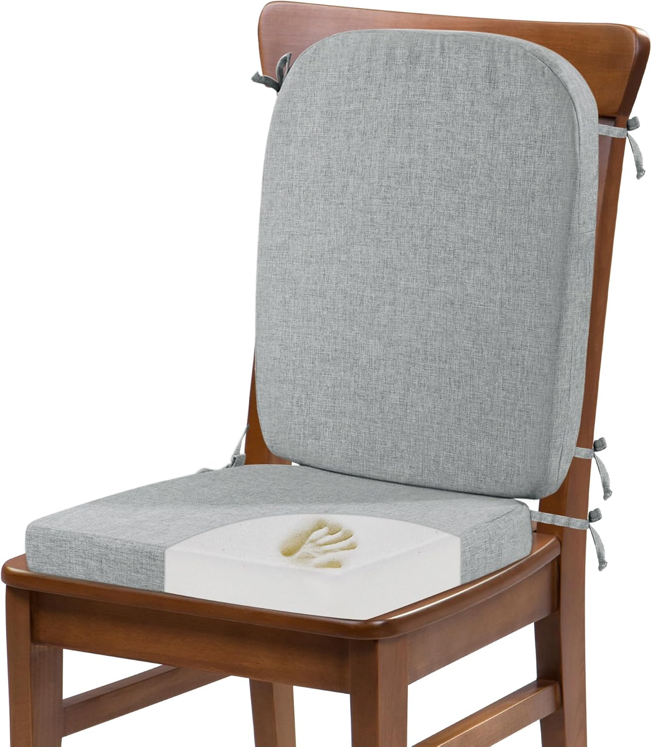 HOMBYS Kitchen Chair Back Cushion & Seat Cushion, Dining Room Chair Cushions,Seat Cushions for Kitchen Chairs,High Density Foam Seat Pad & Backrest,Chair Pads for Dinning Chair with Elastic Bands,grey
