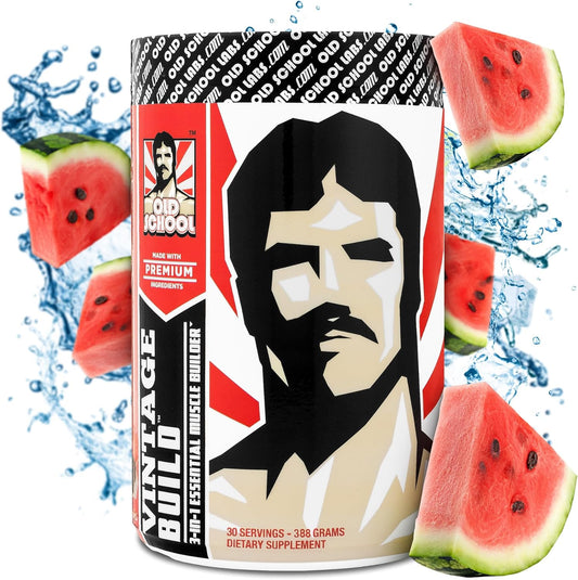 Vintage Build \u2013 Post Workout Recovery & Muscle Building Powder Drink for Muscular Strength & Growth - Reduces Soreness \u2013 Creatine Monohydrate, BCAAs, L-Glutamine \u2013 Juicy Watermelon Flavor \u2013 388g