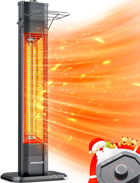 VAGKRI Outdoor Infrared Heater, 1500W 36inch Electric Heater with 3 Heating Levels, Tip-Over & Overheat Protection, IPX5 Waterproof Tower Space Heater for Patio Backyard Garage Restaurant Home