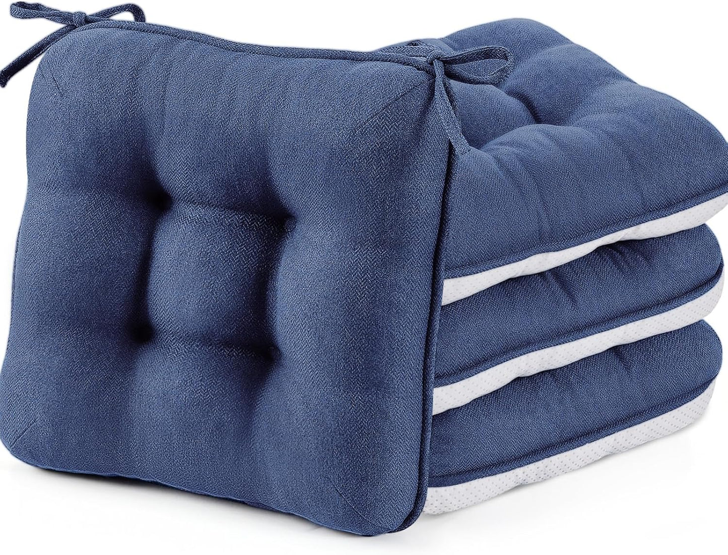BETU Chair Cushions for Dining Chairs Set of 4,3.5" Thick Kitchen Table Chair Pads with Ties,Non Slip Backing and Covers, Seat Cushion for Dining Room,Bar,Patio Chairs,16"X16"X3.5",Navy Blue
