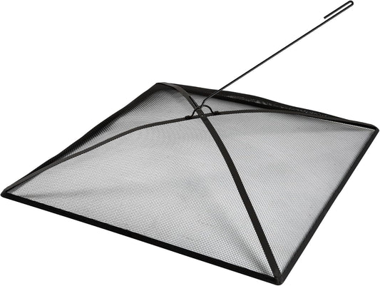 WeCooper Heavy Duty Fire Pit Spark Screen Cover,36in Steel Mesh Square Fire Pit Screen, FirePit Ember Guard with FirePit Poker