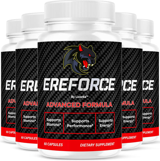 (5 Pack) Ereforce - Ereforce Capsules Advanced Daily Formula Premium All Natural Ingredients- Maximum Strength, EreforcePills Support Reviews for Overall Health and Wellness, 300 Capsules for 5 Months