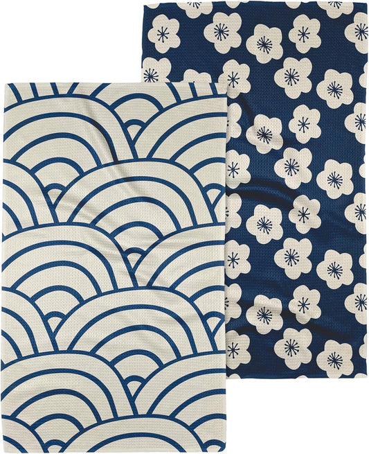 GEOMETRY Kitchen Tea Towels - Quick Dry Microfiber Dish Towels for Kitchen - Every Bloom 18" x 30" (2 Pack)