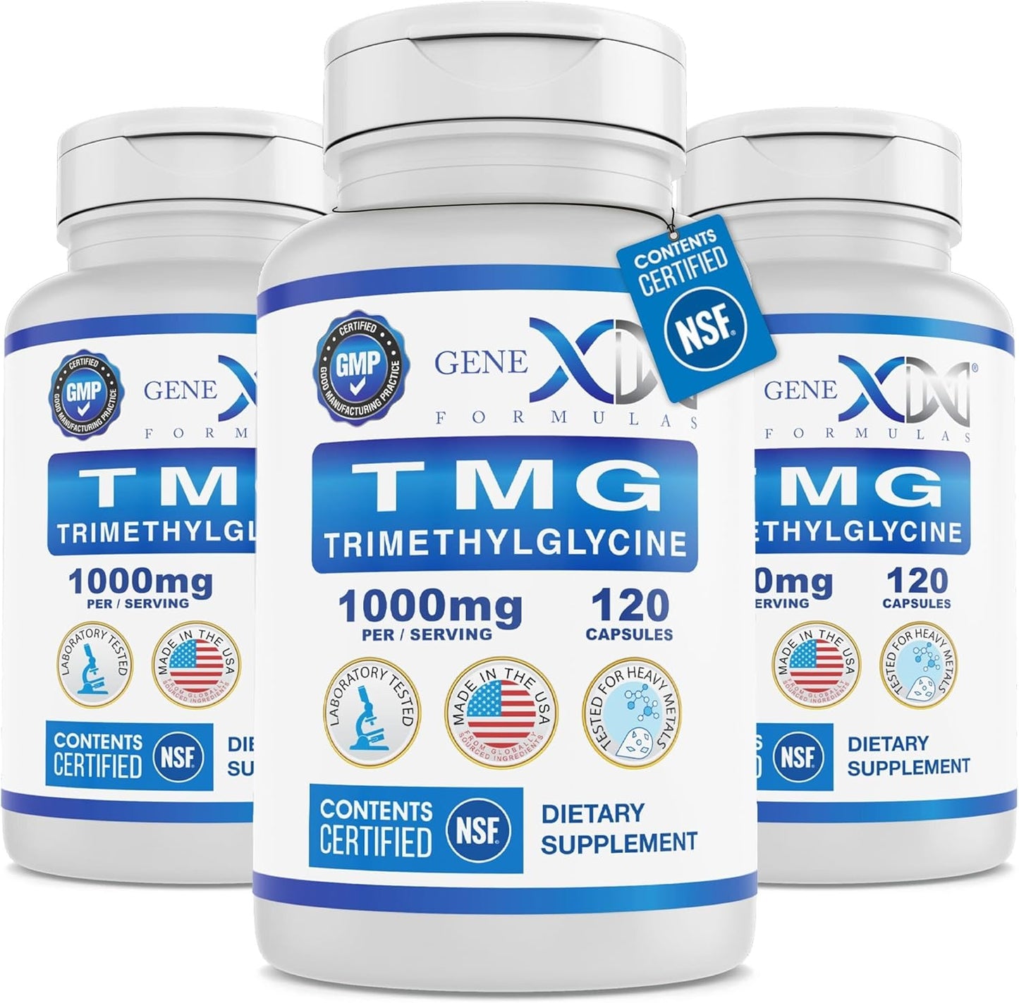 Genex Formulas TMG Supplement 1000mg (360 Capsules) - NSF Certified for Safety, Quality & Label Accuracy - Betaine Anhydrous Trimethylglycine - Liver Supplement - Gluten Free & Non-GMO - 30-Day Supply