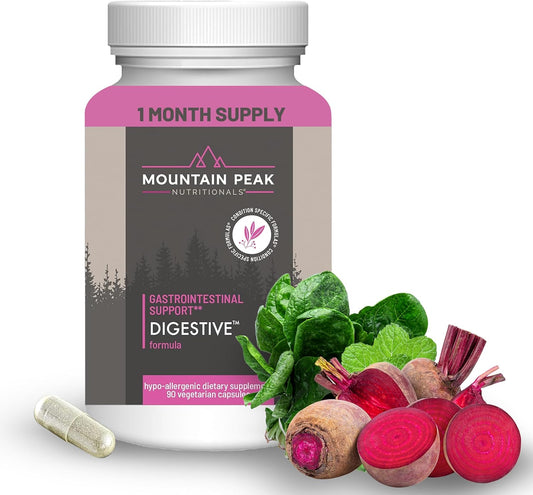 Mountain Peak Nutritionals Digestive \u2013 Probiotics for Gut Health & Bloating Relief - 1.5 Billion CFU* - Gastrointestinal Support w\/Enzymes - Hypoallergenic Dietary Supplement (90 Capsules)