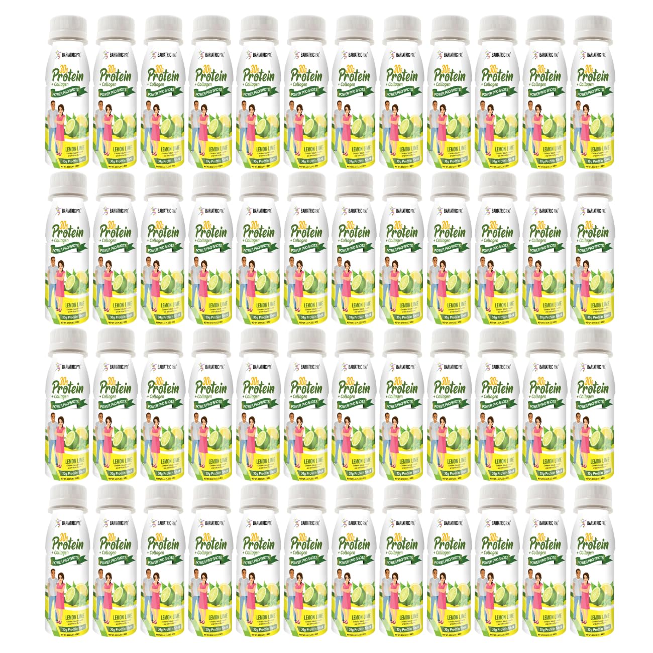 BariatricPal 30g Whey Protein & Collagen Sugar-Free Power Pro Shots - Lemon Lime (48 Bottles)