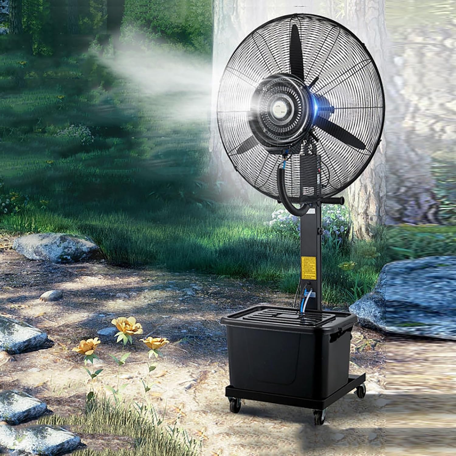 JCSRYD Cool Mist Fan Outdoor Patio Misting Fan, Oscillating Pedestal Fan with 3 Speeds, 90° Oscillation Mister with 10 Gal Standalone Tank (Color : 110V, Size : 81cm\/31in)