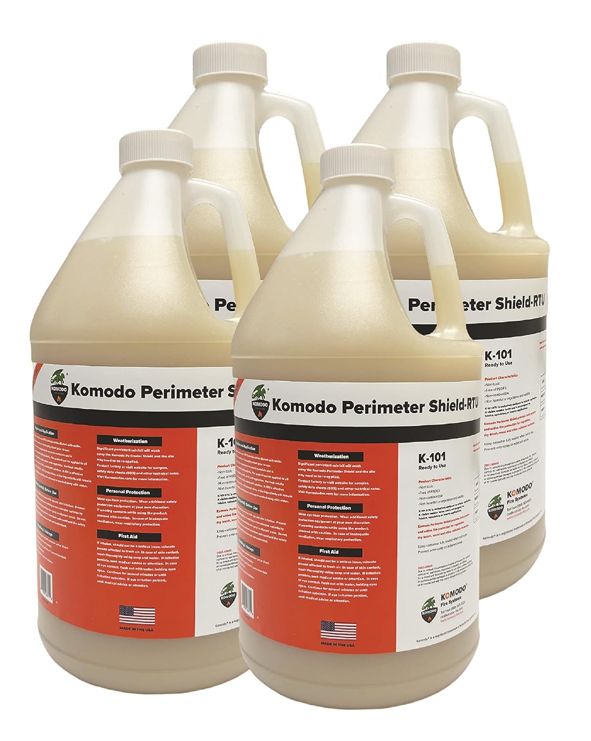 Komodo Home Fire Prevention - 4 Gallons Pre-Mixed Advanced Wild Fire Protection, Ready-to-Use Defensible Space Fire Retardant - Made in USA