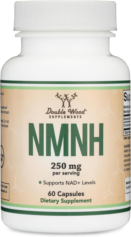NMNH (NMN Supplement Alternative) (Dihydronicotinamide Mononucleotide) 250mg Per Serving, 60 Count (30 Servings) NAD Supplement to Boost NAD+ Levels As We Age (Non-GMO, Gluten Free) by Double Wood