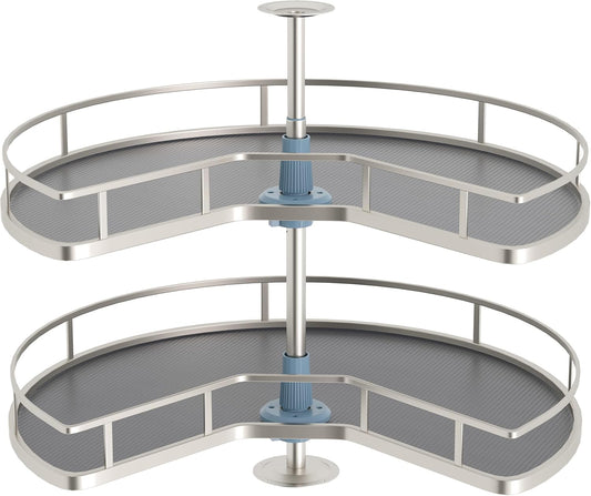 28" Kidney Corner Cabinet Lazy Susan Turntable, 270° Height Adjustable Replacement Shelves for Kitchen Corner Cabinet (Cannot be Door-Mounted)