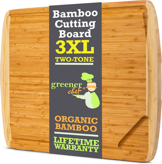 FSC® Certified Extra Large Cutting Board \u2013 30 x 20 Inch Bamboo Cutting Board- 3XL Wood Butcher Block, Oversized Carving and Charcuterie Board, Stovetop Cover for Kitchen Counter Space