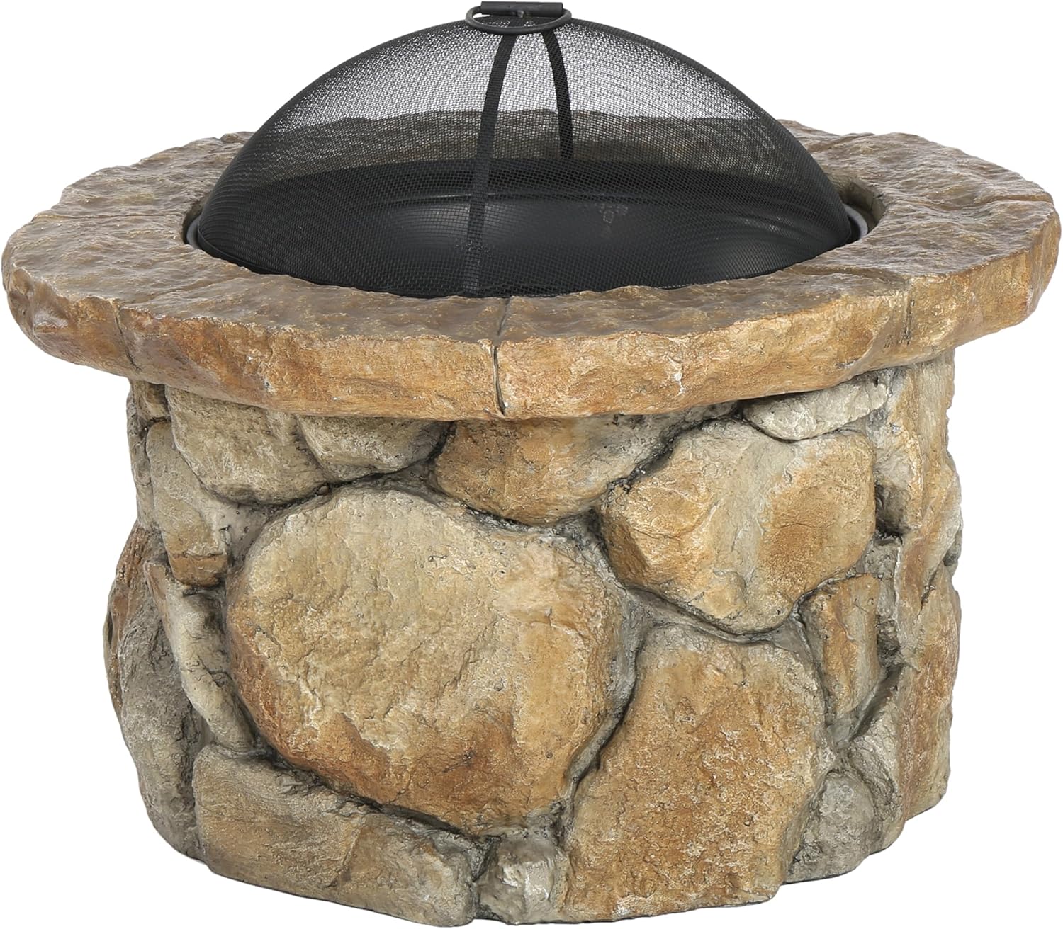 Christopher Knight Home Easton Glass Fiber Reinforced Cement / Iron Fire Pit, Natural