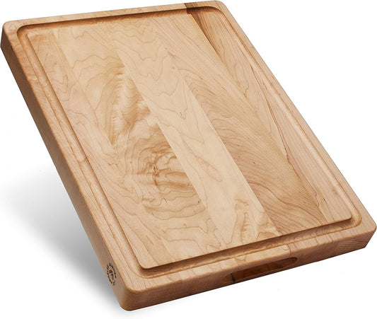 Sonder Los Angeles, Made in USA, Large Thick Maple Wood Cutting Board for Kitchen with Juice Groove, Sorting Compartment, Charcuterie Wooden Board 17x13x1.5 in (Gift Box Included) Natural