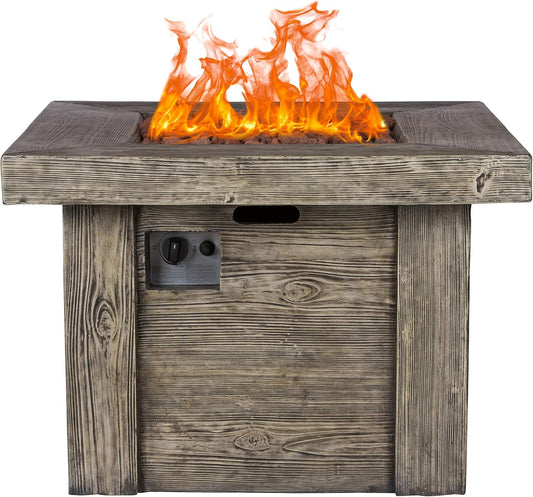 Shine Company 34.75 in Square 50,000 BTU Outdoor Glass Fiber Reinforced Concrete 6302GY Merida Gas Fire Pit, Grey