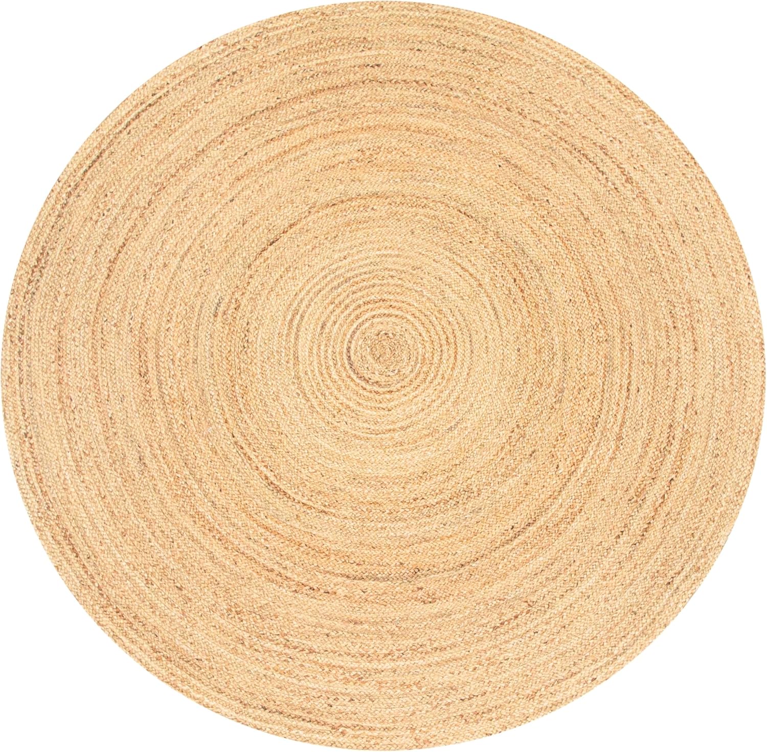 Ramanta Home Hand Woven Jute Braided Rug 4' Round - Natural, Farmhouse Accent Circle Reversible Rugs for Kitchen, Nursery, Kids Room, Boho Floor Carpet for Living Room, Patio - 4 Feet Round