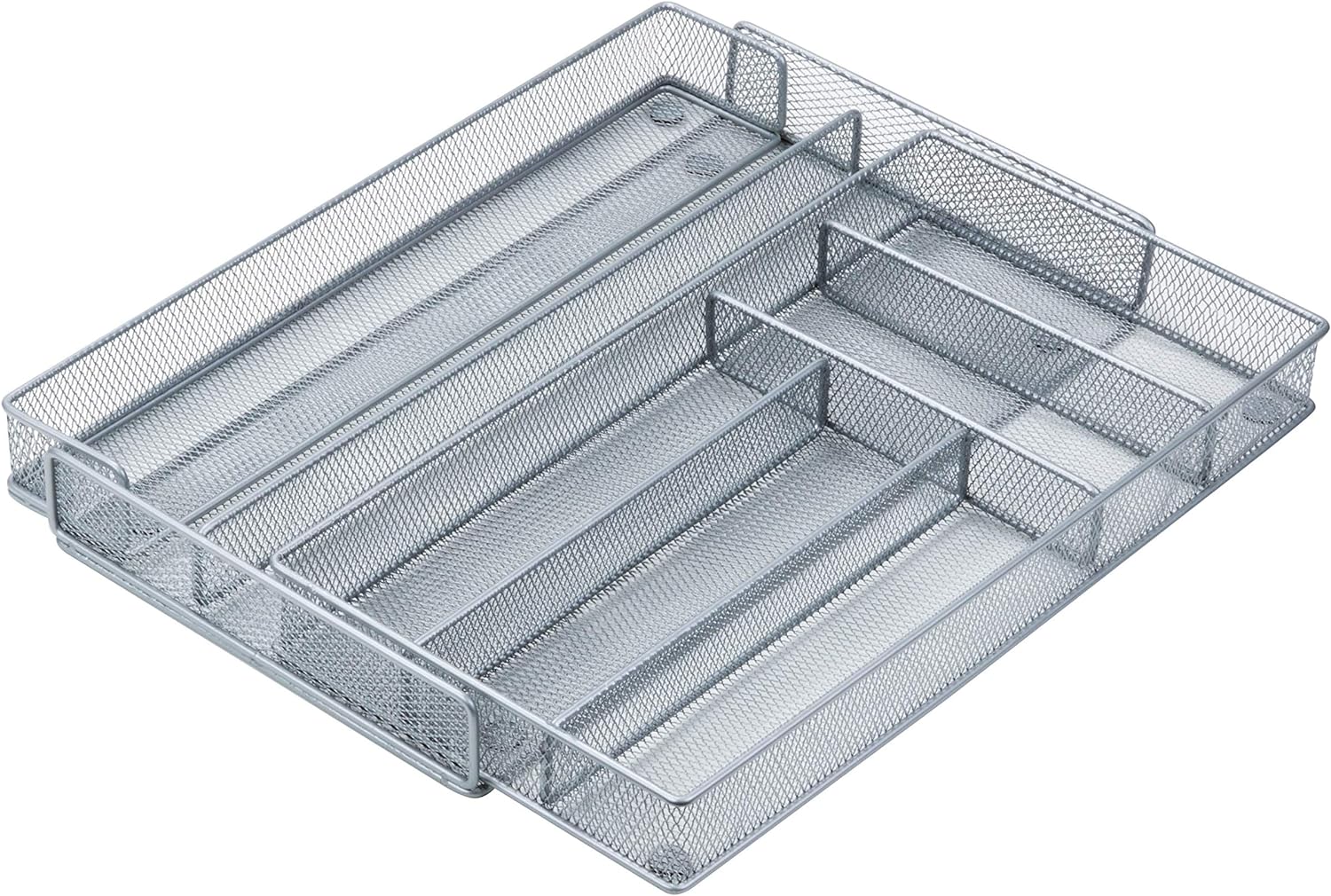 Honey-Can-Do KCH-02163 Steel Mesh 7-Compartment Expandable Utility Drawer Organizer, Silver