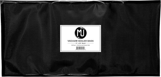 MJ Commercial-Grade Vacuum Sealer Bags for Food Storage, Sous Vide | Case of 500 (11" x 24" 5 Mil, All Black)