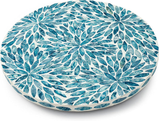 CLAYNIX Lazy Susan for Table Mother of Pearl Turntable Organizer, Wood Round Spinning Tray Rotating for Kitchen, Cabinet, Counter Spice Pantry (D 12.5 in)