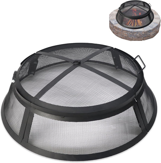 FEBTECH - Fire Pit Screen 40 inch Round Heavy Duty Outdoor FirePit Screen Round with Hook for Easy to Lift Spark Ring, Firepit Replacement Screen & Fire Pit Insert
