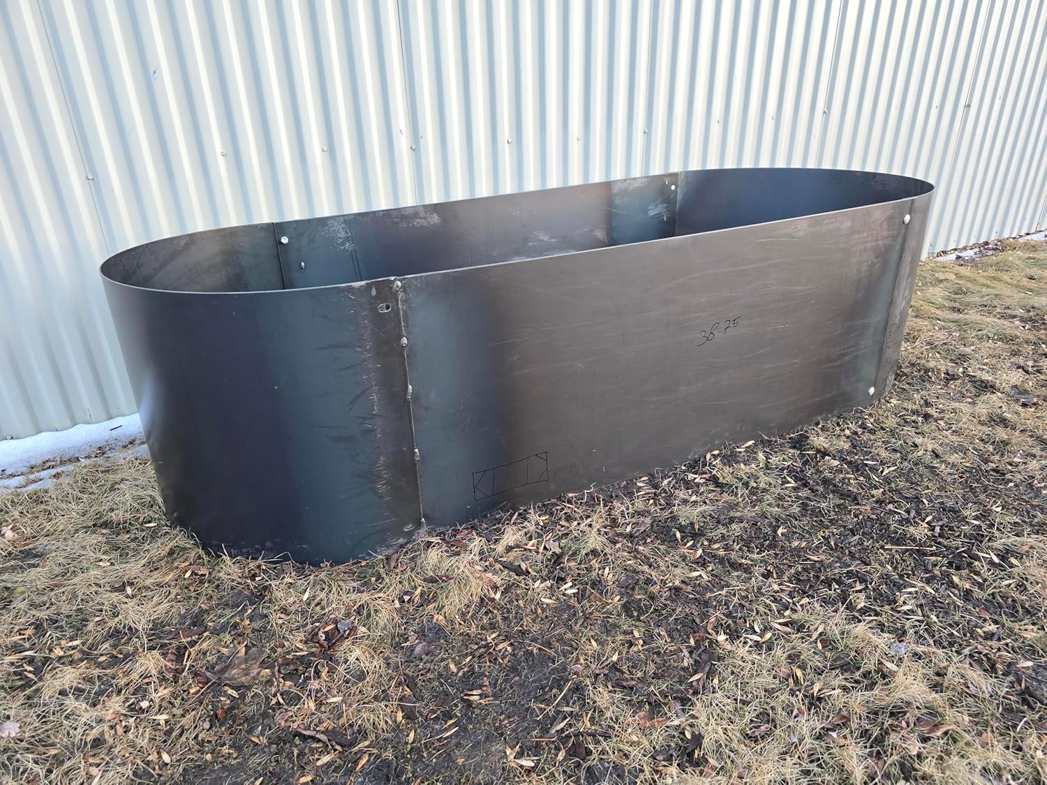 Higley Welding Oval Corten Steel Fire Pit Ring, Large Outdoor Campfire Trough, Heavy-Duty Steel Campfire Ring