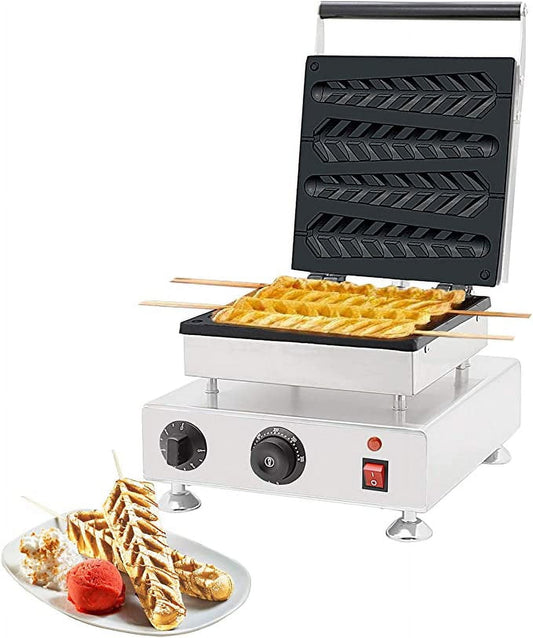 ALDKitchen Electric Waffle Stick Maker | Commercial Stick Waffle Iron | 4 Pcs | Stainless Steel | 110V